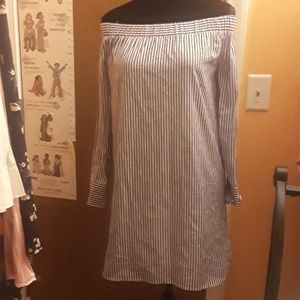Haute Monde striped off the shoulder dress